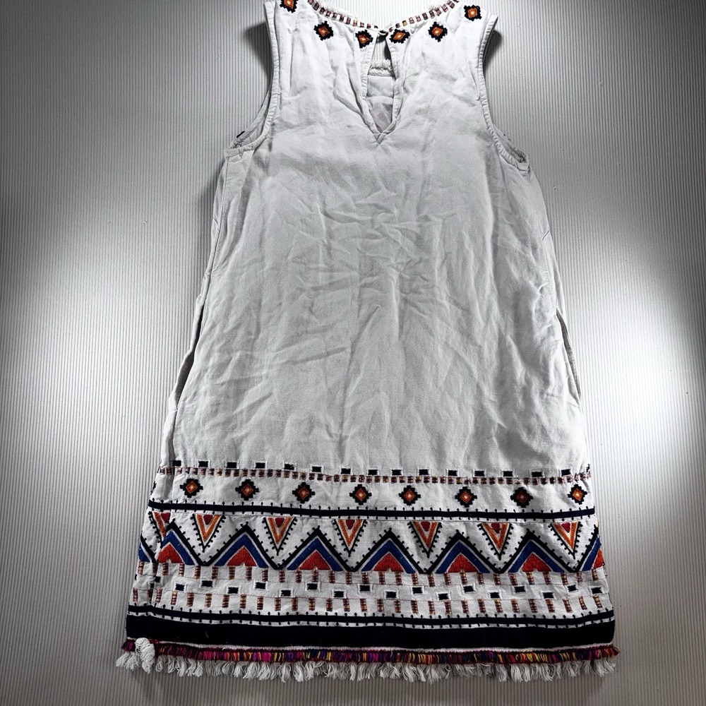 Anemia+Kin Anthropologie Reagan Embroidered Shift Dress linen Blend Size 2 Boho - Picture 14 of 16